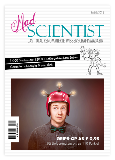 Satire-Magazin-Cover: Mad Scientist